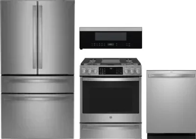 4 Piece Package Includes Refrigerator, Range, Microwave And Dishwasher